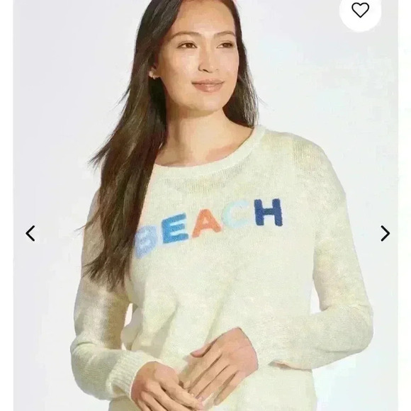 Mia and Tess cream saying "beach" sweater nwt woman's size large - Picture 2 of 10
